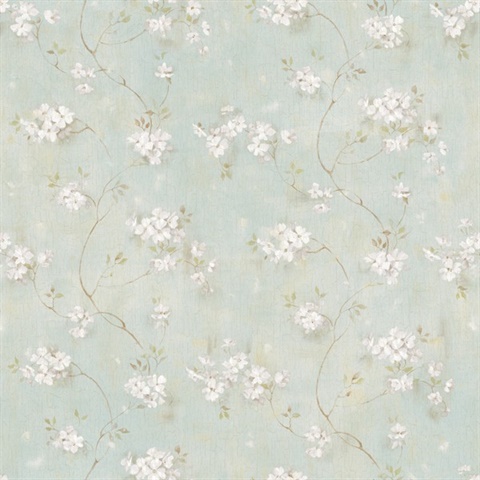 PUR44104 | Braham Blue Country Floral Scroll Wallpaper | Wallpaper ...