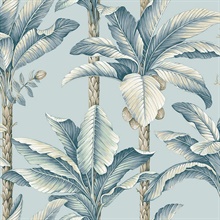 Breeza Sky Tropical Leaf Stripe Wallpaper