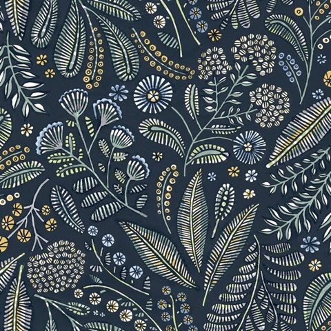 Briar Navy Blue Floral Wallpaper