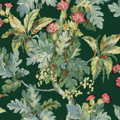 Briarwood Green Tree Branch Wallpaper