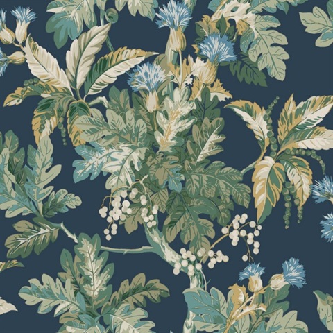 Briarwood Navy Blue Tree Branch Wallpaper