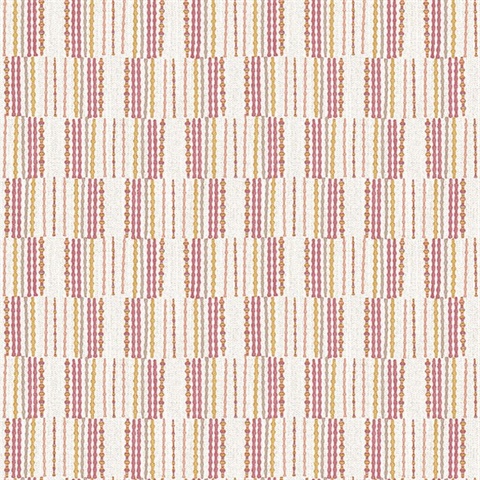 Burgen Orange Geometric Boho Linen Stripe Wallpaper