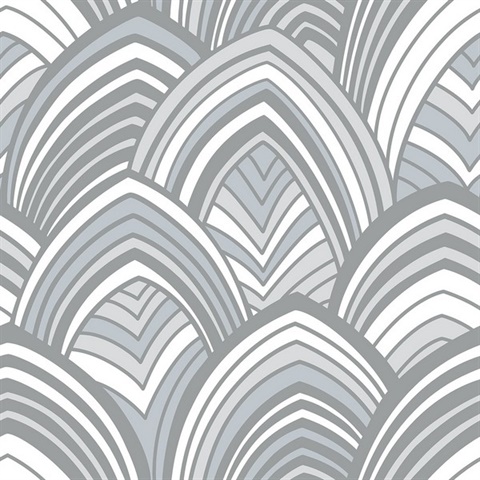 2969-87353 | Cabarita Light Blue & Grey Flocked Velvet Textured Art Deco  Wallpaper