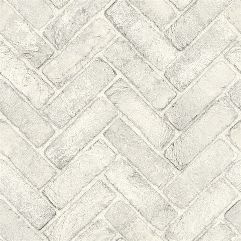 Canelle White Brick Herringbone Wallpaper