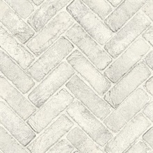 Canelle White Brick Herringbone Wallpaper