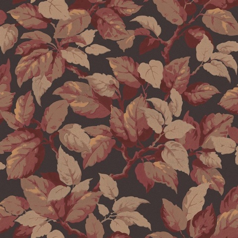 Canopy Burgundy Leaf Wallpaper