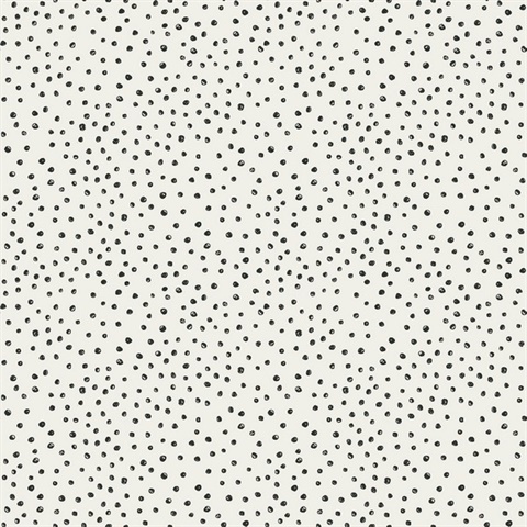 Cassie Black & White Petite Polka Dots Wallpaper