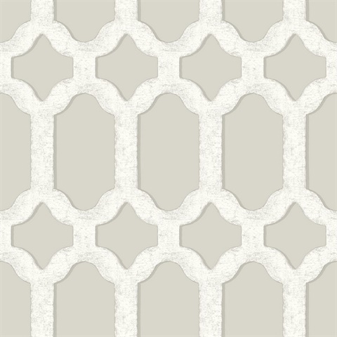 Chervil Light Grey Trellis Wallpaper