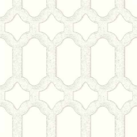 Chervil White Trellis Wallpaper