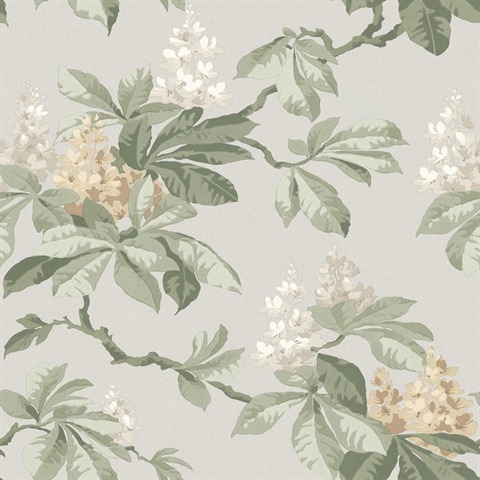 Chestnut Grey Floral Wallpaper