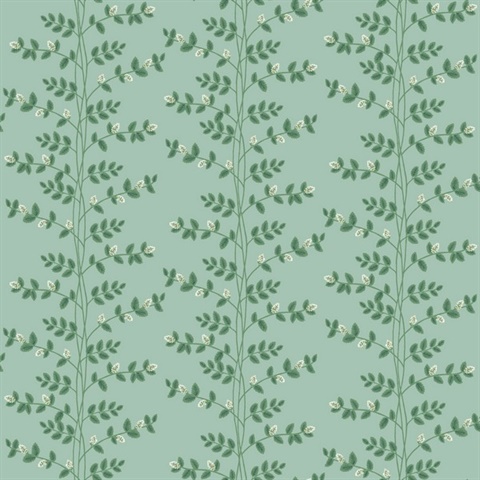 Climbing Vine Stripe Soft Teal Wallpaper