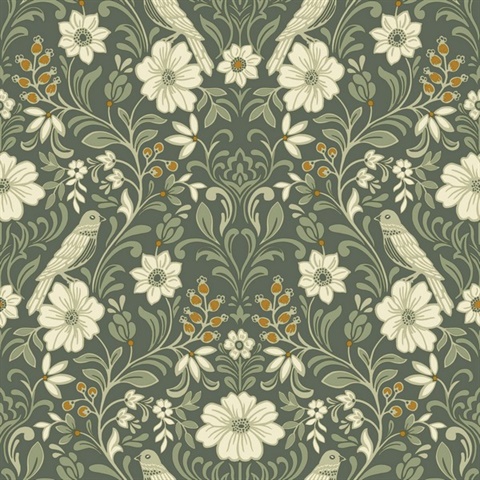 Colette Olive Green Wallpaper