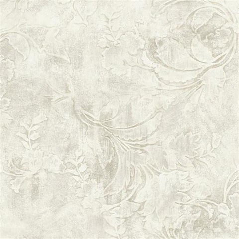 Cream Entablature Scroll Wallpaper