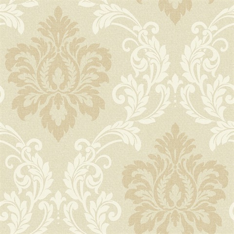 Deco Damask Linen Wallpaper