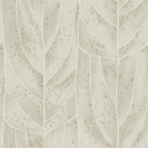 Dicot Beige Leaf Wallpaper