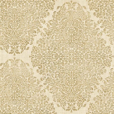 Dis Neroz Cream Damask Wallpaper