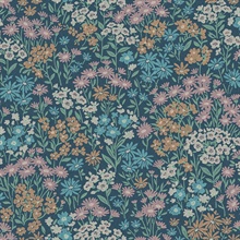 Ditsy Dark Blue Daisies Wallpaper