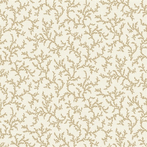 Driftwood Leaf Coral Toile Corail Wallpaper