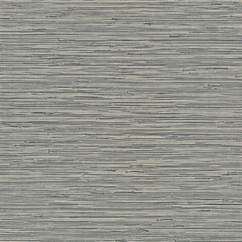 Eagle River Horizon Grey Faux Grasscloth Wallpaper