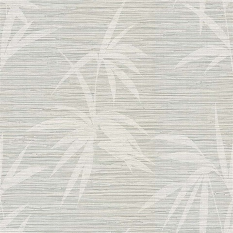 Emberfall Fog Faux Grasscloth Palm Wallpaper