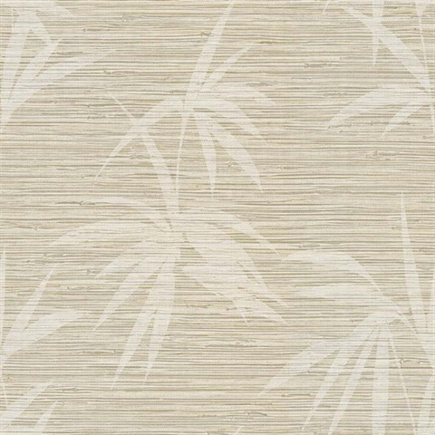 Emberfall Shiitake Faux Grasscloth Palm Wallpaper