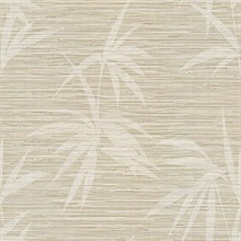 Emberfall Shiitake Faux Grasscloth Palm Wallpaper