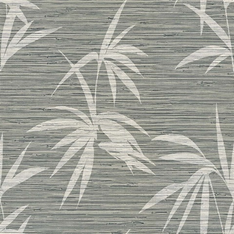 Emberfall Silver Mine Faux Grasscloth Palm Wallpaper