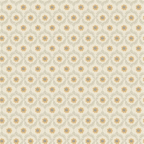 Emma Light Taupe Floral Medallion Wallpaper