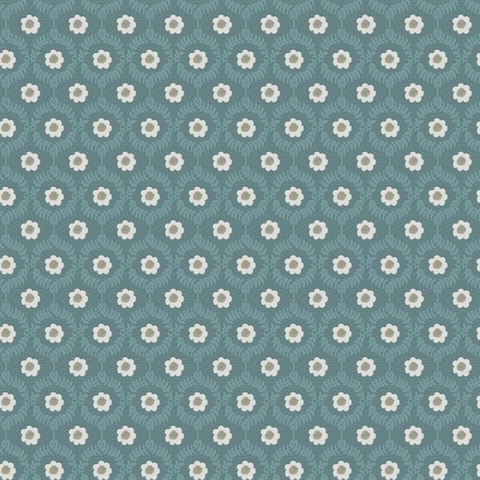 Emma Slate Blue Floral Medallion Wallpaper