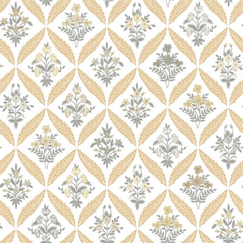 Estee Garden Gold Floral Damask Wallpaper