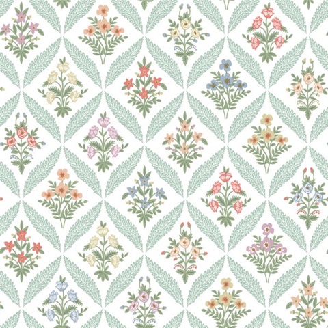 Estee Garden Pastel Floral Damask Wallpaper