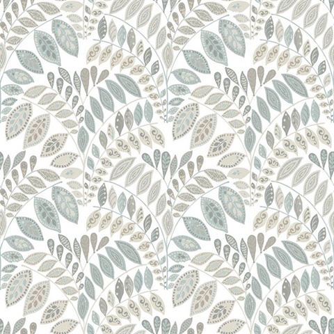 Fiddlehead Light Grey Botanical Wallpaper