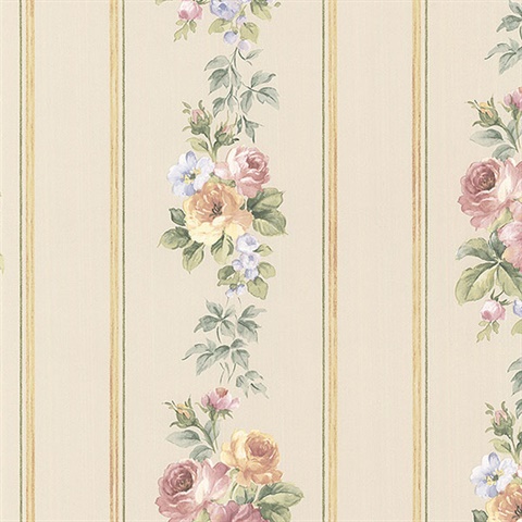 Floral Stripes Wallpaper | CN24640 | Modern Floral Wallpaper