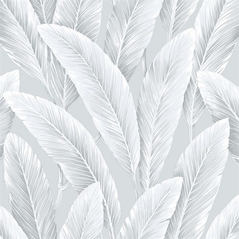 Foliage Natural Grasscloth Silver Lining Large Leaf Wallpaper