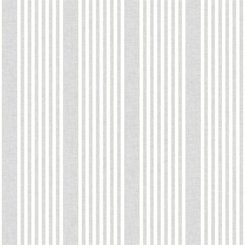 French Arctic Grey Linen Stripe Wallpaper