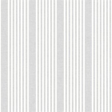 French Arctic Grey Linen Stripe Wallpaper