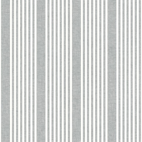 French Charcoal Linen Stripe Wallpaper