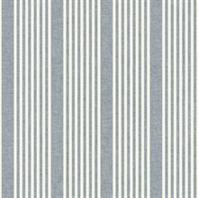 French Navy Blue Linen Stripe Wallpaper