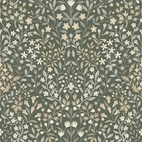 Garden Terrace Olive Green Wallpaper