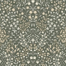 Garden Terrace Olive Green Wallpaper