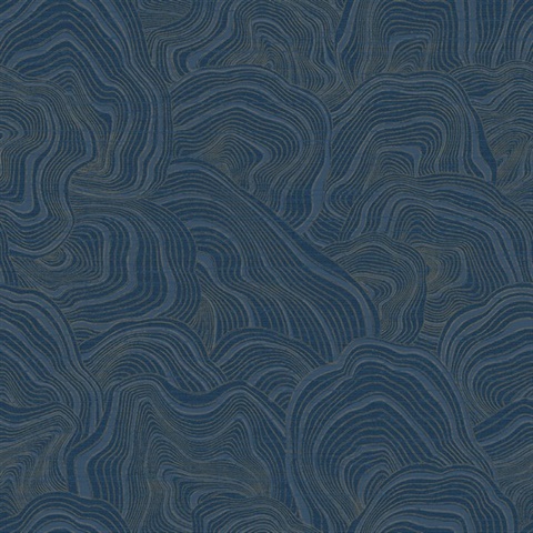 Geodes Navy Blue Metallic Faux Stone Wallpaper