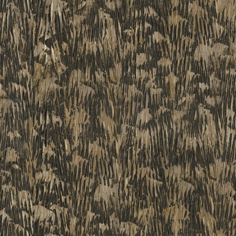 Gilded Plume Black Textured Wallpaper