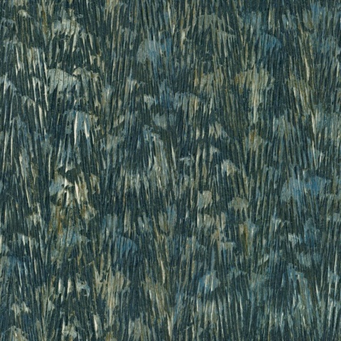 Gilded Plume Teal Textured Wallpaper