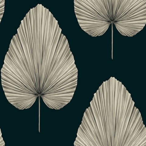 Grande Large Leaf Charcoal Wallpaper