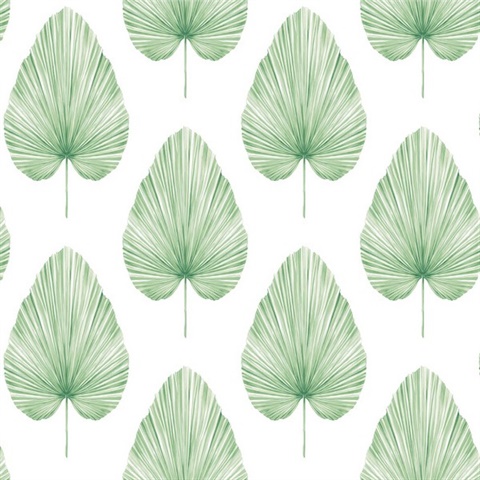 Grande Large Leaf Paperweave Sea Green Wallpaper