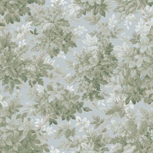 Greenwood Light Blue Deciduous Wallpaper