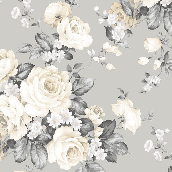 Luxury seamless grey floral wallpaper Royalty Free Vector