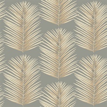 Grey & Gold Commercial Palm Leaves Wallpaper