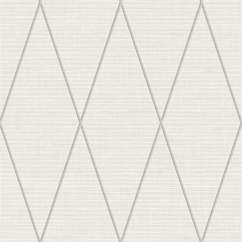 Grey & Taupe Geometric Diamond Textured Linen Background Wallpaper