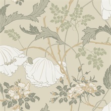 Gwendolyn Linen &amp; Sage Green Wallpaper